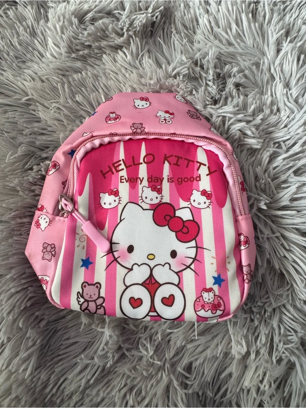 Hello Kitty Pink and White Plush Handbag + Kids Pink Backpack Set